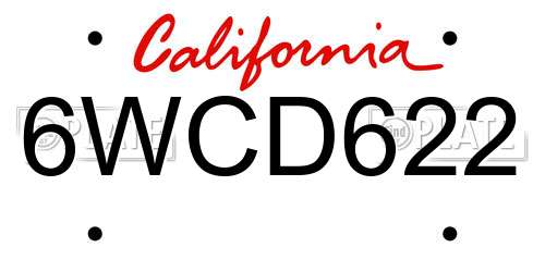 6WCD622 California License Plate