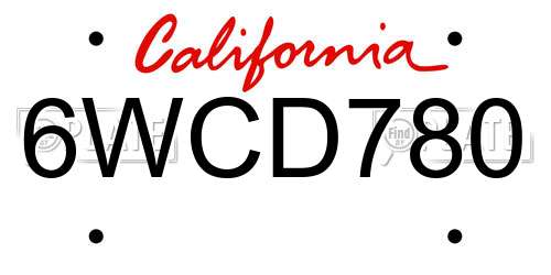 6WCD780 California License Plate