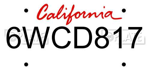 6WCD817 California License Plate