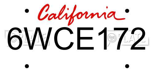 6WCE172 California License Plate