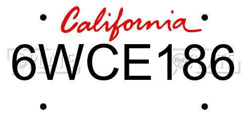 6WCE186 California License Plate