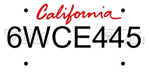 6WCE445 California License Plate