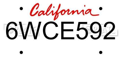 6WCE592 California License Plate