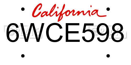 6WCE598 California License Plate