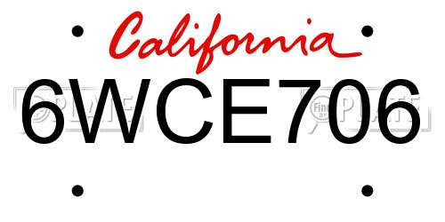 6WCE706 California License Plate