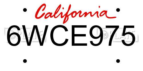 6WCE975 California License Plate