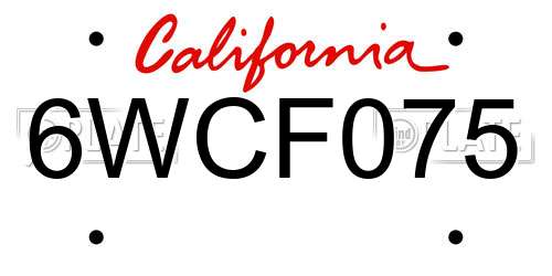 6WCF075 California License Plate