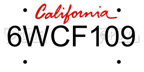 6WCF109 California License Plate