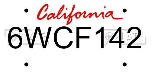 6WCF142 California License Plate
