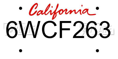 6WCF263 California License Plate