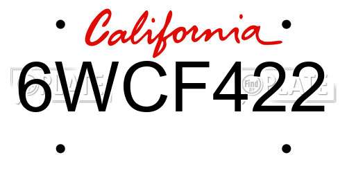 6WCF422 California License Plate