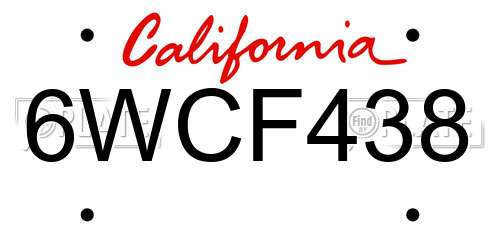 6WCF438 California License Plate