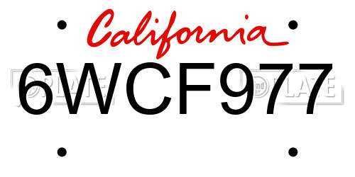 6WCF977 California License Plate