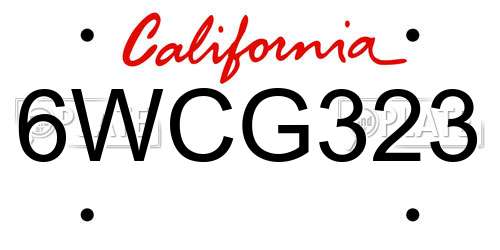 6WCG323 California License Plate