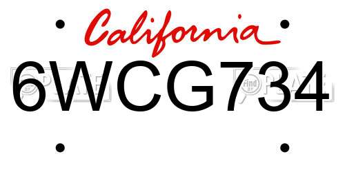 6WCG734 California License Plate