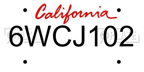 6WCJ102 California License Plate