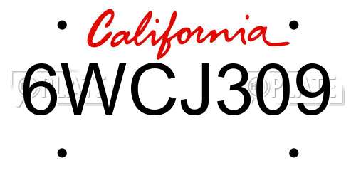 6WCJ309 California License Plate