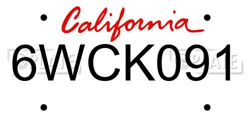 6WCK091 California License Plate