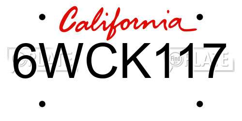 6WCK117 California License Plate