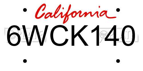 6WCK140 California License Plate