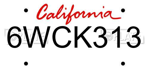 6WCK313 California License Plate