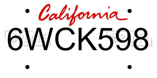 6WCK598 California License Plate