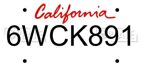 6WCK891 California License Plate