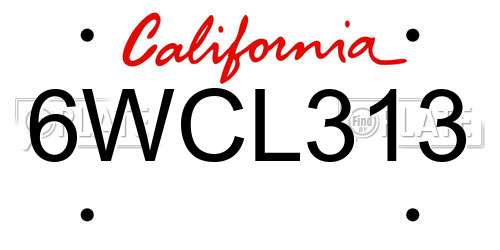 6WCL313 California License Plate