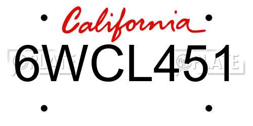 6WCL451 California License Plate