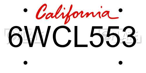 6WCL553 California License Plate