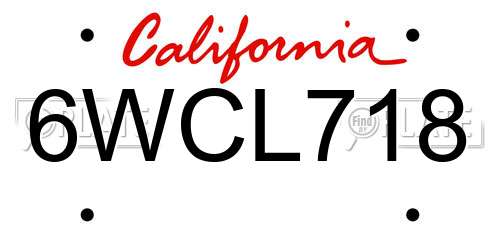 6WCL718 California License Plate