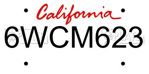 6WCM623 California License Plate