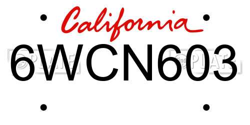 6WCN603 California License Plate