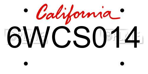 6WCS014 California License Plate