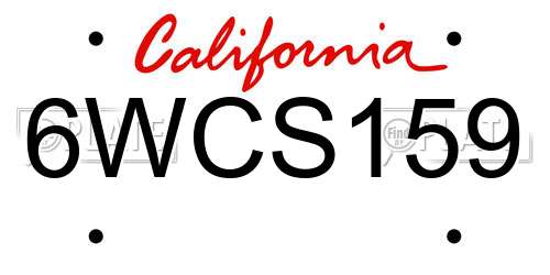 6WCS159 California License Plate
