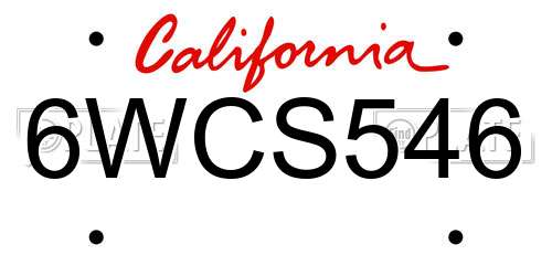 6WCS546 California License Plate