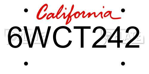 6WCT242 California License Plate