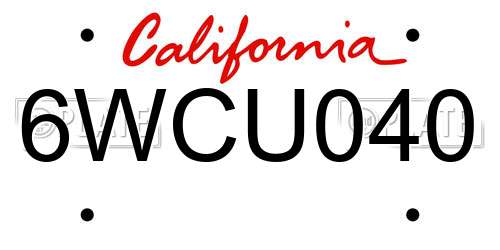 6WCU040 California License Plate