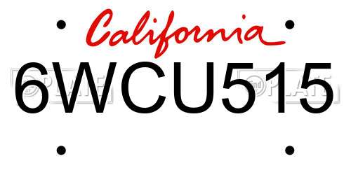 6WCU515 California License Plate