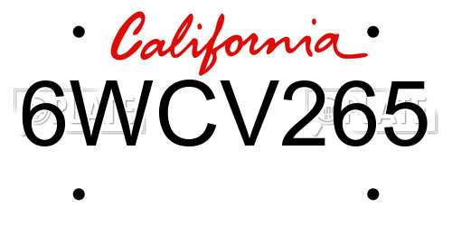 6WCV265 California License Plate