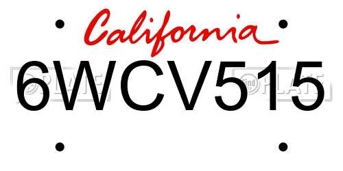 6WCV515 California License Plate