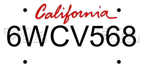 6WCV568 California License Plate