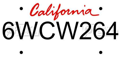 6WCW264 California License Plate