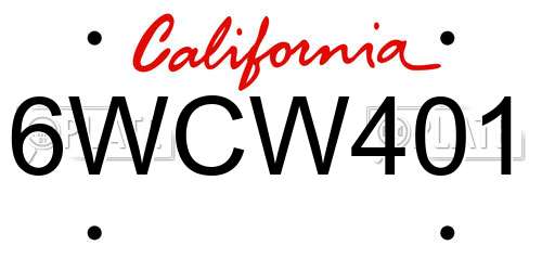 6WCW401 California License Plate