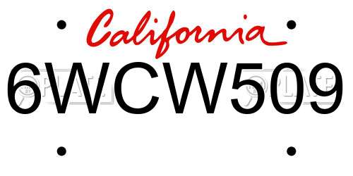 6WCW509 California License Plate