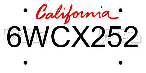 6WCX252 California License Plate