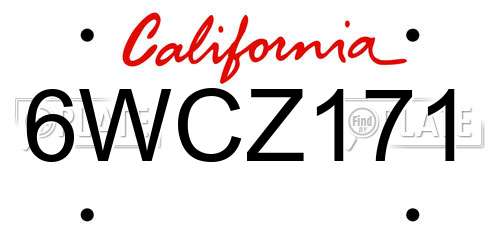 6WCZ171 California License Plate