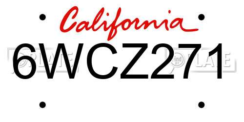 6WCZ271 California License Plate