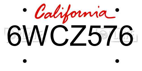 6WCZ576 California License Plate