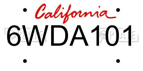 6WDA101 California License Plate